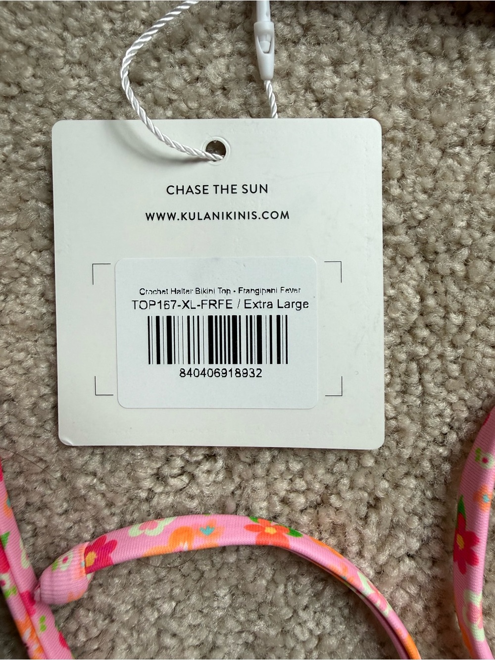 Kulani Kinis x Pura Vida Pink Floral Triangle Bikini Top - Picture 4 of 5